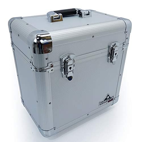Image of Gorilla LP60 12" LP Vinyl Record DJ Equipment Storage Carry Case Box Holds 60 Records (3 Colours Available) (Silver)