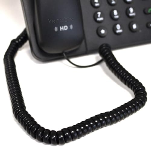 Image of kenable Telephone Handset Coiled Cable RJ10 to RJ10 Plug 4P4C Replacement Lead Black 3m
