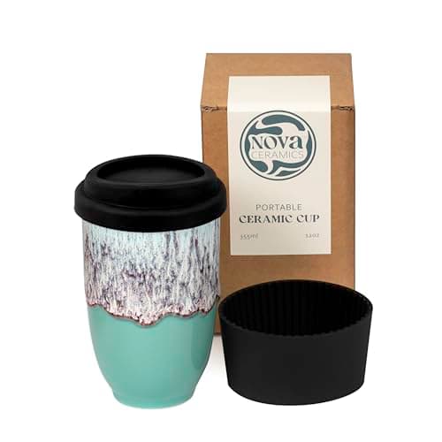 Image of NOVA CERAMICS Travel Mug - Travel Coffee Mug – Reusable Coffee Cup Unique to Go Mug – Microwave & Dishwasher Safe Coffee Tumbler - Gifts for Women Men Him Her – 12oz - Nebula