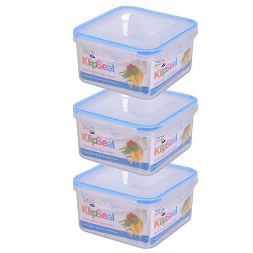 Image of HOMESHOPA Plastic Airtight Food Storage Container, 1 Pack 1.2 Litre Square Leakproof Stackable Container with Clip-Lock Lid, BPA Free Reusable Meal Prep Lunch Box, Microwave Freezer & Dishwasher Safe