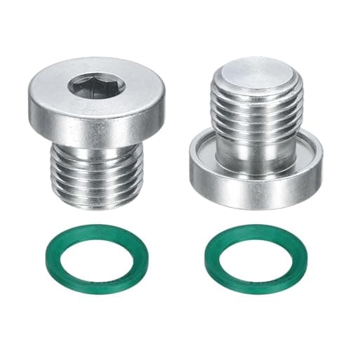 Image of sourcing map 2Pcs G1/4 Inner Hex Head Pipe Fitting Plug, Universal Carbon Steel Thread Socket Plug with Green O-Ring for Terminate Pipe Ends or Replacement Drains