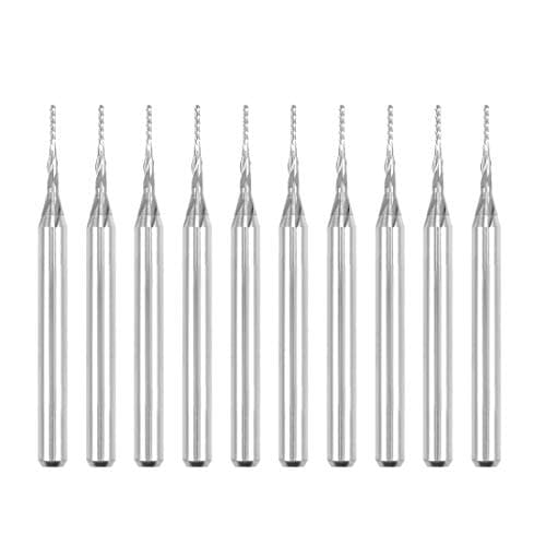 Image of sourcing map 10Pcs 0.6mm Carbide End Mill Engraving Milling Cutter CNC Router Bits for PCB Machine, 1/8" Shank
