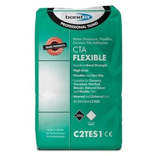 Image of Bond It CTA Flexible Tile Adhesive White Cement Ceramic Floor Wall Non Slip 20 kilograms Paper Sacks White Powder