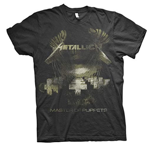Image of Metallica Men's Metallica_Master of Puppets Distressed_Men_Bl_Ts: L Regular Fit Crew Neck Short Sleeve T - Shirt, Black (Black Black), Large (Manufacturer Size: Large)