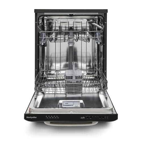 Image of Montpellier Retro Freestanding Dishwasher - D-Rated, Black