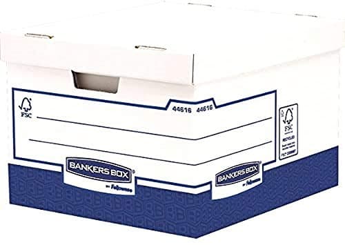 Image of BANKERS BOX Large Heavy Duty Cardboard Packing Boxes for Moving/Storage Boxes with Lids (Externals: H 44.5 x W 38.7 x H 29.4 mm), Pack of 10, 4461601