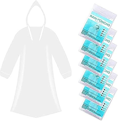 Image of ODSPTER 6 Pack Disposable Rain Ponchos - One Size Rain Poncho Waterproof Emergency Raincoats Rain Poncho Adult Rain Coats With Hood and Sleeves Ideal for Festivals, Camping, Fishing, Theme Parks
