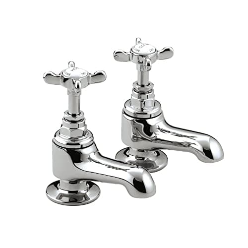 Image of Bristan 1901 Bath Pillar Taps, Traditional Shower & Bath Taps for All Plumbing Systems, Chrome - N 3/4 C CD