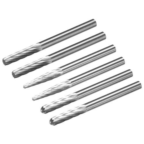Image of sourcing map Tungsten Carbide Rotary Files 1/8" Shank, Single Cut Cylindrical Radius End Rotary Burrs Tool 3mm Dia, for Grinder Drill Bit Alloy Steel Hard Metal Carving Polishing, 6pcs