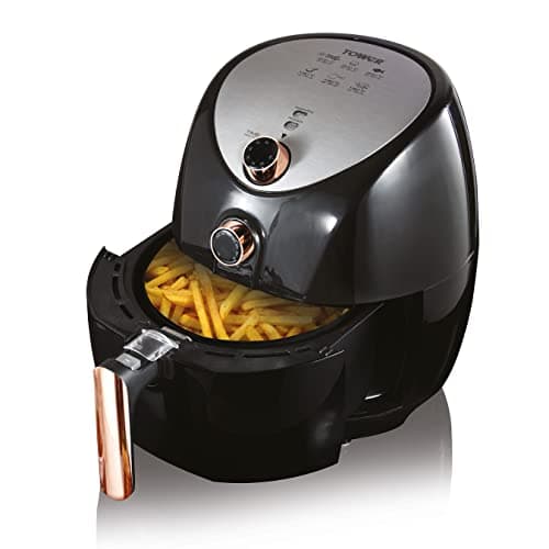 Image of Tower T17021RG Family Size Air Fryer with Rapid Air Circulation, 60-Minute Timer, 4.3L, 1500W, Black & Rose Gold