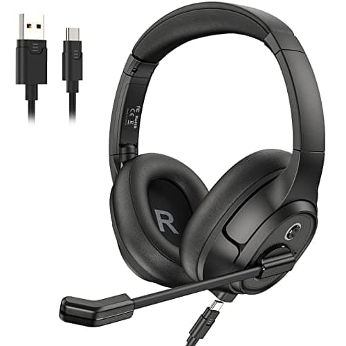 Image of EKSA H2 USB Headset with Microphone, Environmental Noise Cancellation Over-Ear PC Headphone for Laptop with Mute Switch & Volume Control, Computer Headsets for Home, Call Center, Office, Teams, Zoom