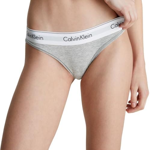 Image of Calvin Klein - Women's Underwear - Bikini Brief - Modern Cotton - Medium Rise Waist - Signature Waistband Elastic - Grey Heather - XL