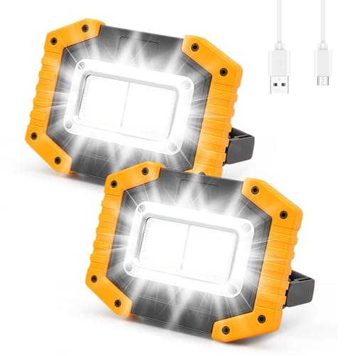 Image of Rechargeable 30W LED Work Light,3 Modes 2000LM Portable COB Floodlight Waterproof Camping Lights, Security Lights Outdoor for Garage Hiking Fishing Emergency-2PCS