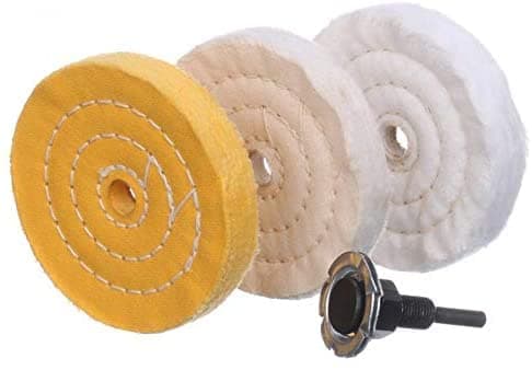 Image of scottchen PRO Buffing Polishing Wheel 4in(100mm) for Drill 1/2 in (13mm) Arbor Hole with 1/4''(6mm) Shaft Fine Cotton Soft -3pcs