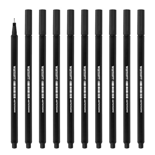 Image of Westcott fineliner black 10 pieces | 10-pack premium fineliner with 0.4mm line width | precise line guidance, metal tip, quick-drying water-based ink | E-737760 00