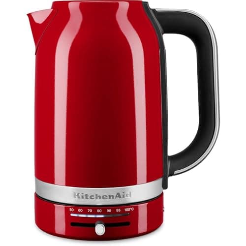Image of KitchenAid Kettle with Temperature Control - 1.7L - 100°C to 100°C - Stainless Steel - Single Wall Retro Design - Anti-drip - Emperor Red