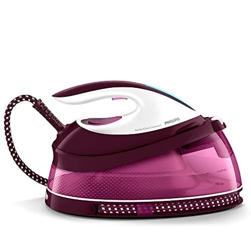 Image of Philips PerfectCare Compact Steam Generator - 2400W, 400g Steam Boost, 6.5 Bar Pressure, OptimalTEMP Technology, 1.5L Tank, Burgundy/White (GC7842/46)