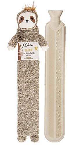 Image of Extra Long Hot Water Bottle – Super Soft Novelty Plush Cover – Natural Rubber 2L Capacity – 72cm Long – Perfect for Pain Relief on Aches or Injuries (Sloth)