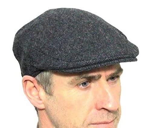 Image of London Design Men's Flat Cap Grey Herringbone Wool 58-59cm