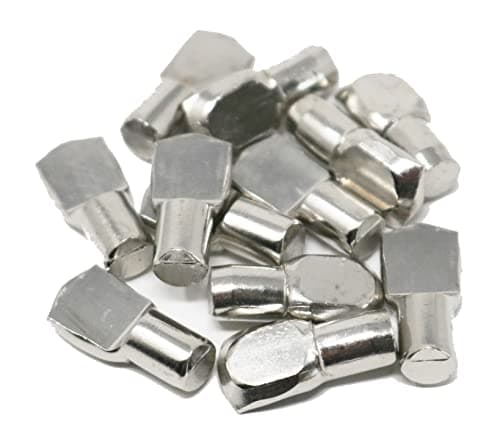 Image of 12 x fiXte Plug in Shelf Support Pins Steel Spoon Shaped Pegs 7mm Shelving Cabinet Furniture Nickel Plated Finish