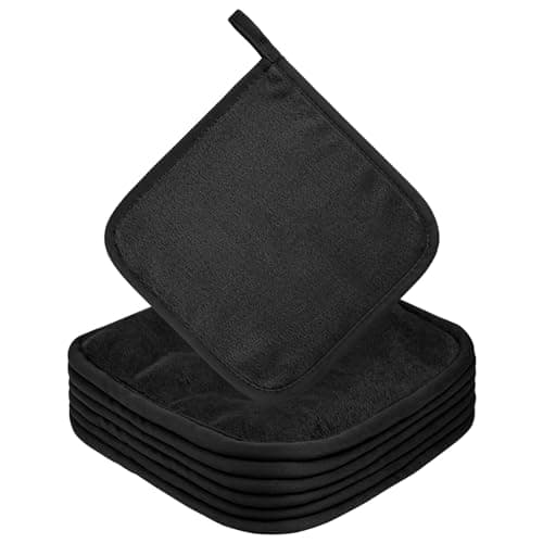 Image of URAQT 6 Pack Face Cloths Make Up Remover, 7.87 * 7.87in Soft Microfibre Face Wipes for Reusable Makeup Remover Cloth Washable Ultra Soft Facial Cleansing Wipe Cloths (Black)