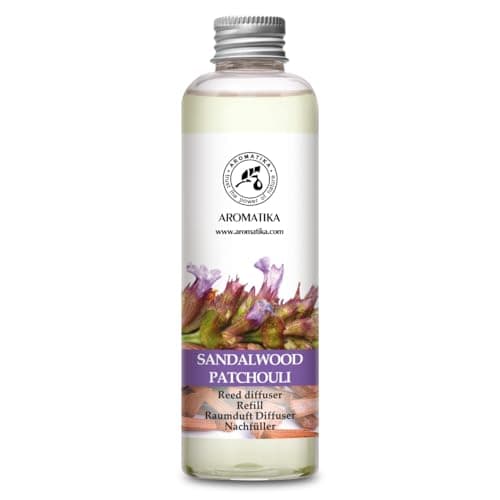 Image of Reed Diffuser Refill Sandalwood & Patchouli 200ml - Scented Diffuser Refill with Patchouli Essential Oil - Home Fragrance - Air Freshener - Aromatherapy - Spa - Home - Office - Boutique