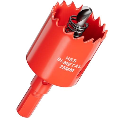 Image of 25mm Bi-Metal Hole Saw with Arbor and Pilot Bit - Fast Cut Quality Hole Cutter Drill Bit for Wood, Plywood, Fiberglass, Plastic, Drywall, and Stainless Mild Sheet - 25mm Cutting Depth