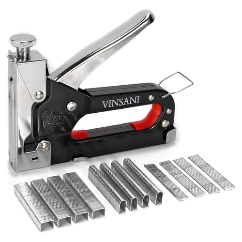Image of Vinsani 3 in 1 Heavy Duty Staple Kit for Upholstery Industrial Grade Stainless Steel Metal Stapler 3 Way Tacker Gun with 200 Pcs D-Staples, 200 Pcs U-Staples, 200 Pcs T-Nails - Silver