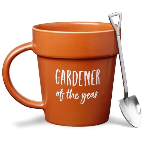 Image of VELENTI Gardener Coffee Mug Gift - Funny Plant Pot Mug with Shovel Spoon - Cool Coffee Mugs for Men, Women - Mug for Gardeners, Dad Birthday Gifts, Cute Mom Christmas Gifts (Gardener Coffee Mug)