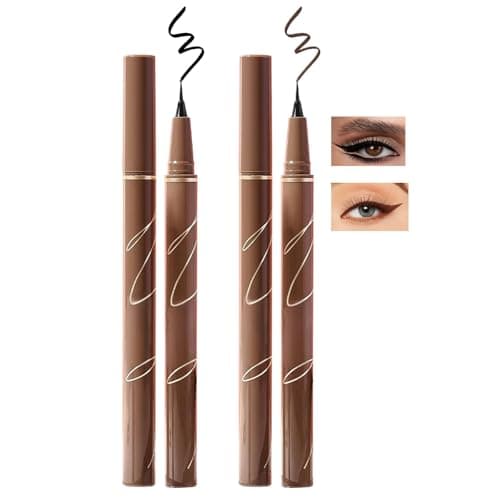 Image of 2PCS Waterproof Liquid Eyeliner Pen Set, Smudge-Proof & Long-Lasting Formula, Ultra-Fine Brush for Precise Application, Gentle on Sensitive Eyes, Quick-Dry Technology, Classic Black & Natural Brown