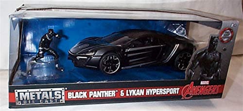 Image of Jada marvel avengers Lykan Black Panther car with Figure 1:24 scale diecast model