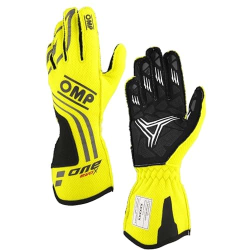 Image of Omp Racing Gloves One EVO-X MY24 FIA 8856-2018, Fluo Yellow, Size M