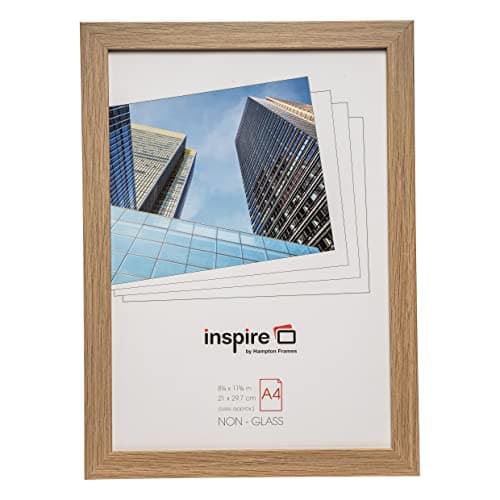 Image of Hampton Frames | Sorbonne Poster Photo Frame A4, Brown, Wood Effect, Acrylic Front | Display Portrait or Landscape, Wall Mount or Freestanding | Home or Office Decor