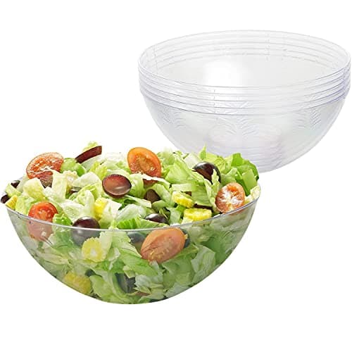 Image of MATANA 5 Clear Hard Plastic Serving Bowls, 1500ml - Sturdy & Reusable - Ideal for Salad, Snacks & Crisps - Parties, Picnic, Birthdays, BBQ & More