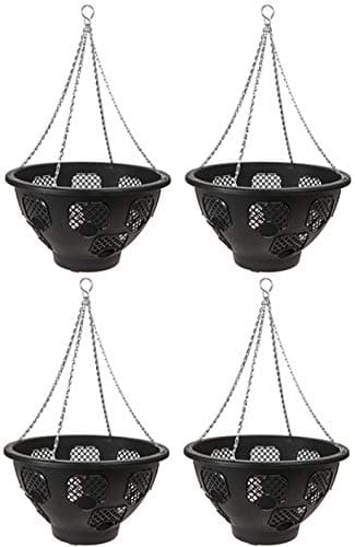 Image of Roots & Shoots (Set of 4) 14" Easy Bloom Hanging Baskets Large Outdoor Garden Flower Planter