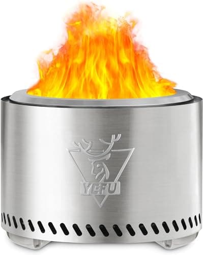 Image of Generic Smokeless Fire Pit, Portable Safe Burning Fireplaces for Outdoor Patio Camping, 304 Stainless Steel Firepit with Removable Ash Pan & Stand & Travel Bag 48 x 37 cm, Sliver