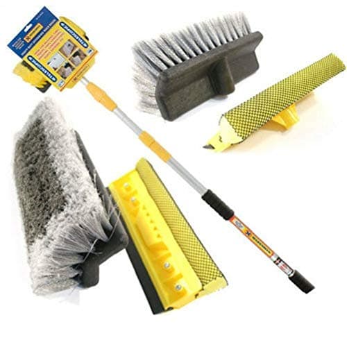 Image of 3m 9ft Aluminium Telescopic Water Brush - Fed Window Strong Quality Durable Long Lasting Wash Metre Foot Squeegee | Expandable Extendable | Car Van Trucks Caravans Conservatories Boats