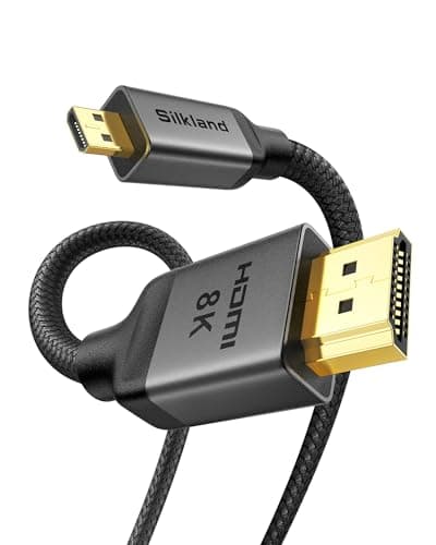 Image of Silkland 10K 8K 4K Micro HDMI to HDMI 3M, [8K@60Hz, 4K@120Hz] Micro HDMI 2.1, 48Gbps, HDR, eARC Compatible for Raspberry Pi 5 4, Cameras, Go Pro Hero, Monitor, TV, Laptops（Not Mini HDMI Port）