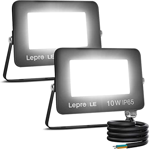 Image of Lepro 10W LED Floodlight Outdoor, 850LM LED Security Lights, 70W Incandescent Lamp Equivalent, Waterproof IP65, Daylight White Outdoor Lights for Garden, Pack of 2 [Without Sensor]