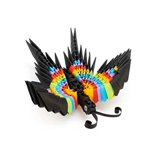 Image of Origami 3D 501821-3D Origami Butterfly - Beautiful 3D Paper Sculpture with Patented Components and Comprehensible Building Instructions 157 Pieces 12 x 12 x 5 cm from 8 Years