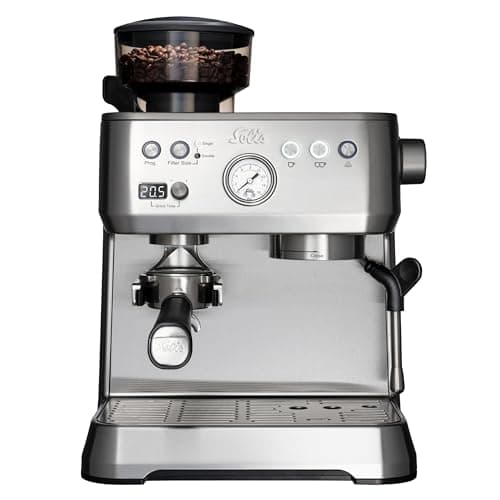 Image of Solis Grind & Infuse Perfetta 1019 Coffee Machine with Grinder, Integrated Zero Static Coffee Grinder, Espresso Machine with Steam and Hot Water Function, Stainless Steel