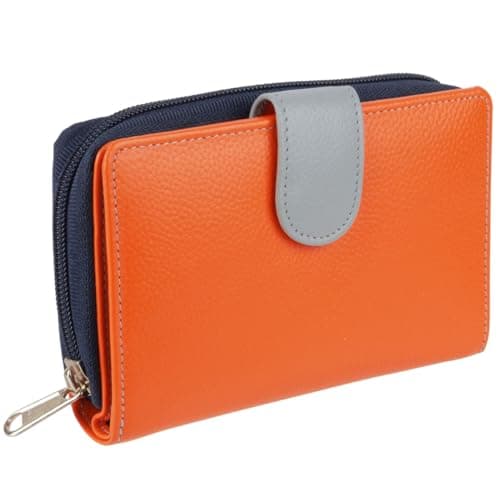 Image of Golunski Leather Ladies Zip-Around Medium Purse/Wallet - Orange Multi