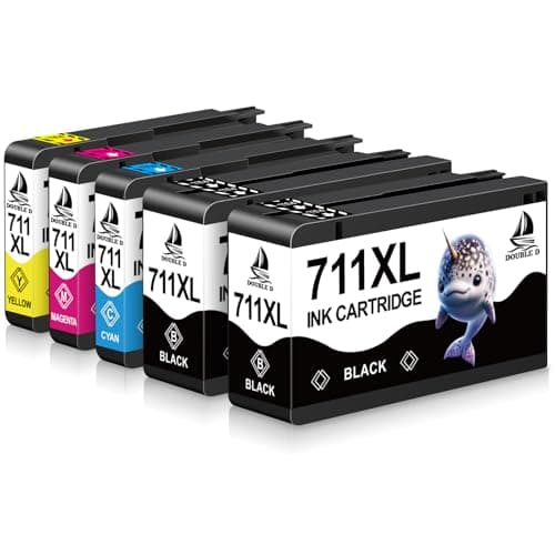 Image of DOUBLE D Compatible Ink Cartridge 711XL 711 XL CZ129A CZ133A 80ML High Yield Replacement for HP Designjet T120 24 T120 610 T520 24 T520 36 T520 610 T520 914 (2BK1C1M1Y) 5 Pack