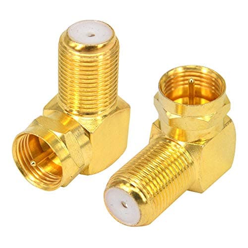 Image of Boobrie Right Angle F Type Connector TV Aerial F Type Male to Female Coaxial Adapter RG6 F Plug Socket Coaxial Coupler 90 degree Satellite SKY Virgin Connector Wall Mounted TV Coaxial Cable Pack of 2