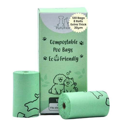 Image of Compostable Dog Poop Bags 120 Count | Extra Thick 20 Micron | Leak-Proof | Plant-Based Cornstarch | Unscented Eco Bags | 1% for the Planet