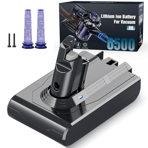 Image of Replacement Vacuum Battery for Dyson V6 - Morpilot 6500mAh Battery Compatible with V6 Animal Absolute SV03 SV04 SV05 SV06 SV07 SV09 DC58 DC59 DC61 DC62 DC72 DC74 Vacuum Cleaner with 2 Pre-Filters