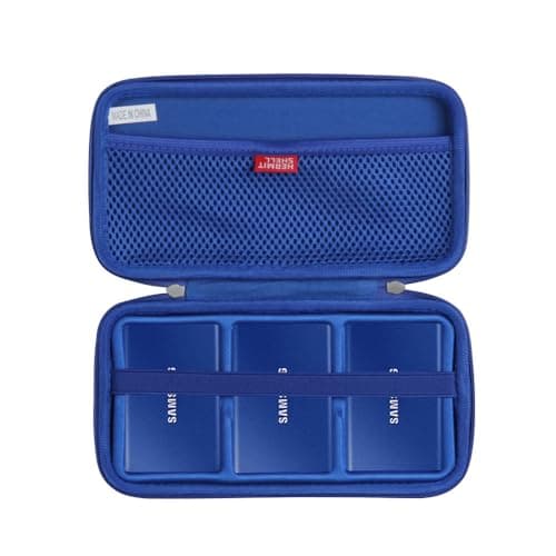 Image of Hermitshell Hard Travel Case for Samsung T7 / T7 Touch Portable SSD 1TB 2TB 500GB USB 3.2 External Solid State Drive (Case for 3 Hard Drives) (Sapphire Blue)
