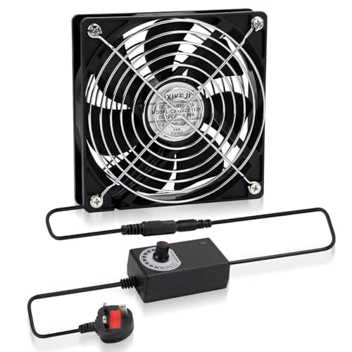 Image of Computer Fan 120mm PC cooling Fan with AC Pliug 220V PC Fan DC 3-12v Adjustable Speed Brushless Case Cooling Fans for PC, Server Cabinet, TV Box, AV Cabinet, Router, Greenhouse (1)