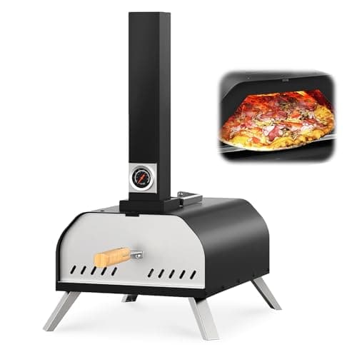 Image of Pizza Ovens Wood Pellet with Stone, Thermometer & Foldable Legs – 11'' Portable Pizza Maker for Indoor/Outdoor Grill, Backyard, Camping or Counter-Top