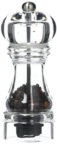 Image of T&G Classic Capstan Clear Acrylic Pepper Mill with Satin Finish Knob, 14.5 cm